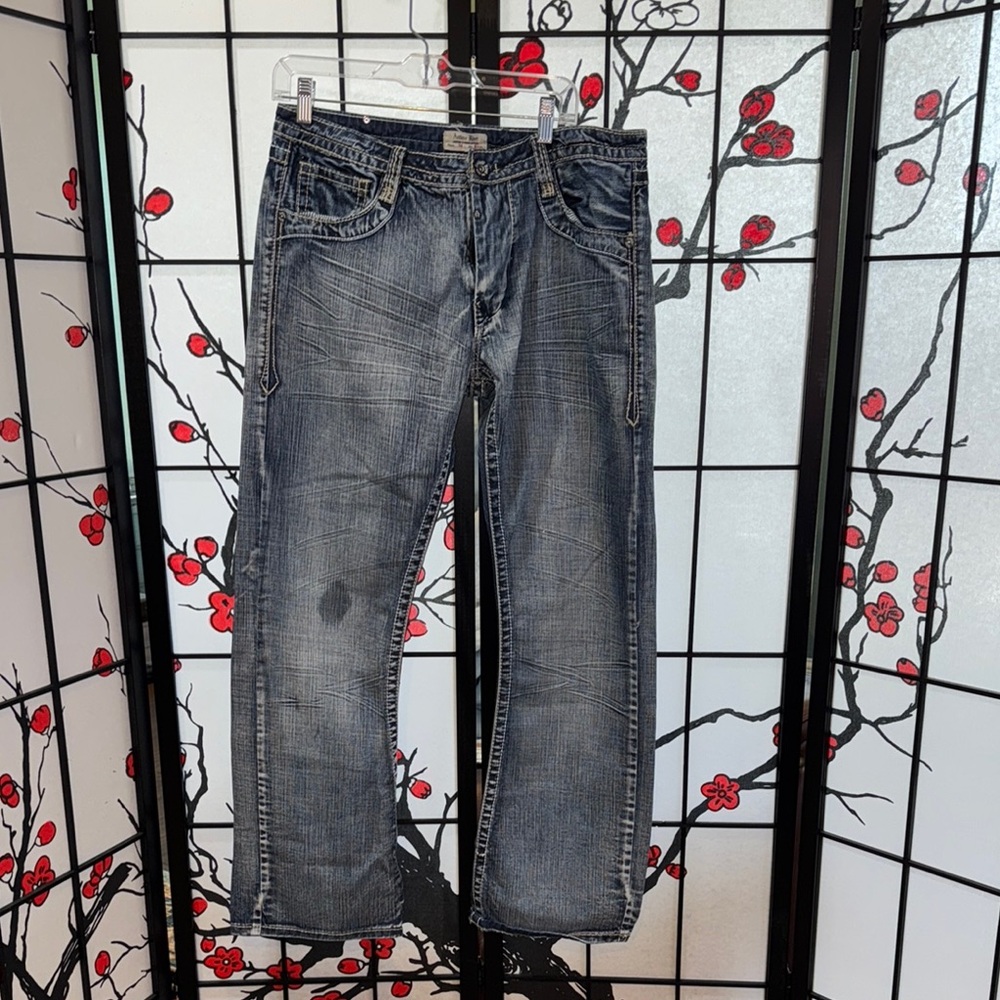 Antique Rivet 34x32 Mens Denim Blue Relaxed Jeans